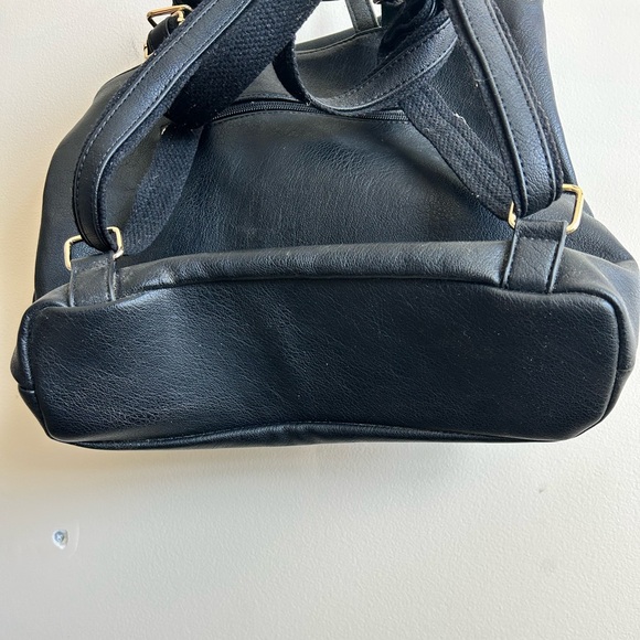 Black Faux Leather Purse Bag Backpack - Picture 5 of 5